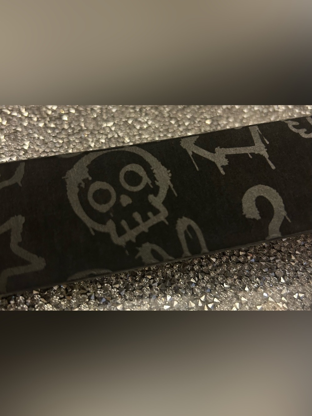 Men's Black Skull Print Leather Element Adult Reversible Belt XL 42-44